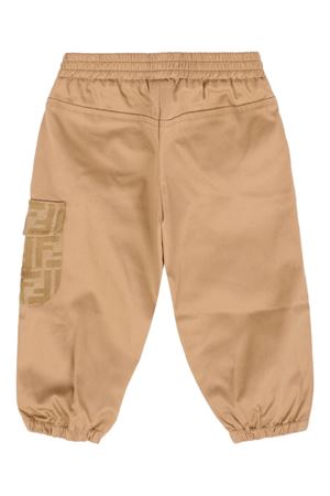 pantalone in cotone beige FENDI KIDS | BMF261AS5YF0QU5